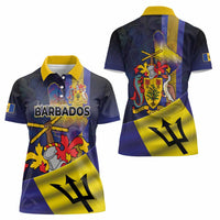 Barbados Independence Day Women Polo Shirt Coat of Arms with Freedom Emblems - Wonder Print Shop