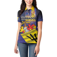 Barbados Independence Day Women Polo Shirt Coat of Arms with Freedom Emblems - Wonder Print Shop