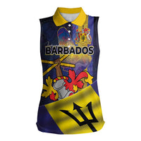 Barbados Independence Day Women Sleeveless Polo Shirt Coat of Arms with Freedom Emblems - Wonder Print Shop