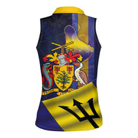 Barbados Independence Day Women Sleeveless Polo Shirt Coat of Arms with Freedom Emblems - Wonder Print Shop