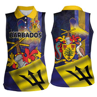 Barbados Independence Day Women Sleeveless Polo Shirt Coat of Arms with Freedom Emblems - Wonder Print Shop
