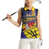Barbados Independence Day Women Sleeveless Polo Shirt Coat of Arms with Freedom Emblems - Wonder Print Shop