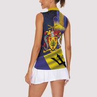 Barbados Independence Day Women Sleeveless Polo Shirt Coat of Arms with Freedom Emblems - Wonder Print Shop