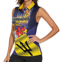 Barbados Independence Day Women Sleeveless Polo Shirt Coat of Arms with Freedom Emblems - Wonder Print Shop