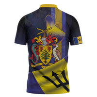 Barbados Independence Day Zipper Polo Shirt Coat of Arms with Freedom Emblems - Wonder Print Shop