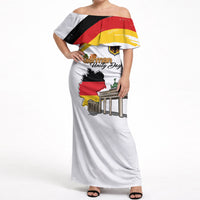 German Unity Day Off Shoulder Maxi Dress Deutschland-Brandenburg Gate with Map