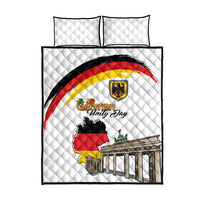German Unity Day Quilt Bed Set Deutschland-Brandenburg Gate with Map