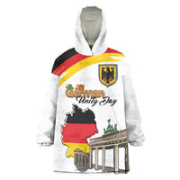German Unity Day Wearable Blanket Hoodie Deutschland-Brandenburg Gate with Map