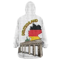 German Unity Day Wearable Blanket Hoodie Deutschland-Brandenburg Gate with Map