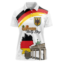 German Unity Day Women Polo Shirt Deutschland-Brandenburg Gate with Map