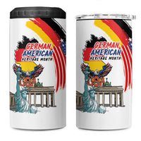 German American Heritage Month 4 in 1 Can Cooler Tumbler USA Bald Eagle with Brandenburg Gate