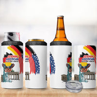 German American Heritage Month 4 in 1 Can Cooler Tumbler USA Bald Eagle with Brandenburg Gate