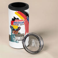 German American Heritage Month 4 in 1 Can Cooler Tumbler USA Bald Eagle with Brandenburg Gate