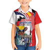 German American Heritage Month Kid Hawaiian Shirt USA Bald Eagle with Brandenburg Gate