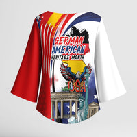 German American Heritage Month Kimono Sleeve Blouse USA Bald Eagle with Brandenburg Gate