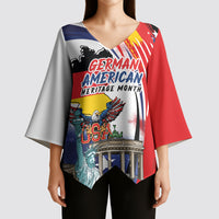 German American Heritage Month Kimono Sleeve Blouse USA Bald Eagle with Brandenburg Gate