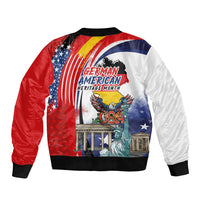 German American Heritage Month Sleeve Zip Bomber Jacket USA Bald Eagle with Brandenburg Gate