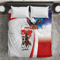 Polish American Heritage Month Bedding Set Winged Hussar with USA Bald Eagle