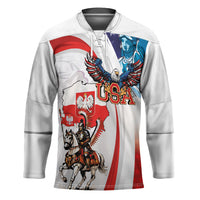 Polish American Heritage Month Hockey Jersey Winged Hussar with USA Bald Eagle