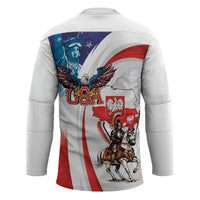 Polish American Heritage Month Hockey Jersey Winged Hussar with USA Bald Eagle