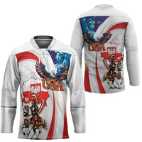 Polish American Heritage Month Hockey Jersey Winged Hussar with USA Bald Eagle