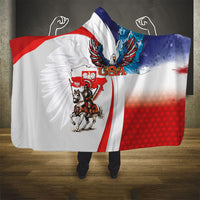 Polish American Heritage Month Hooded Blanket Winged Hussar with USA Bald Eagle