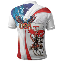 Polish American Heritage Month Polo Shirt Winged Hussar with USA Bald Eagle