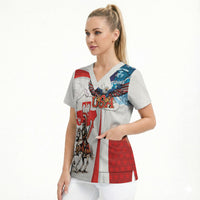 Polish American Heritage Month Scrub Top Winged Hussar with USA Bald Eagle