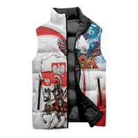 Polish American Heritage Month Sleeveless Puffer Jacket Winged Hussar with USA Bald Eagle