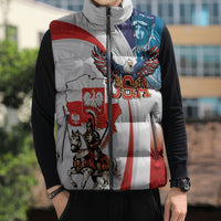 Polish American Heritage Month Sleeveless Puffer Jacket Winged Hussar with USA Bald Eagle