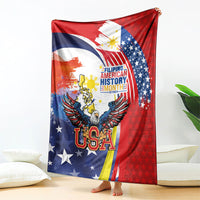 Filipino American History Month Blanket USA with Elements of Philippines Design
