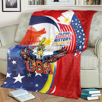 Filipino American History Month Blanket USA with Elements of Philippines Design