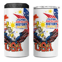 Filipino American History Month 4 in 1 Can Cooler Tumbler USA with Elements of Philippines Design