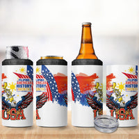 Filipino American History Month 4 in 1 Can Cooler Tumbler USA with Elements of Philippines Design