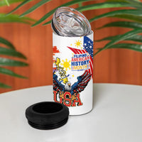 Filipino American History Month 4 in 1 Can Cooler Tumbler USA with Elements of Philippines Design