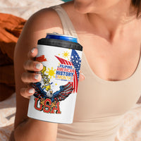 Filipino American History Month 4 in 1 Can Cooler Tumbler USA with Elements of Philippines Design