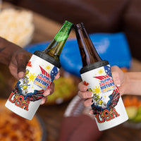 Filipino American History Month 4 in 1 Can Cooler Tumbler USA with Elements of Philippines Design