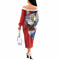 Filipino American History Month Off The Shoulder Long Sleeve Dress USA with Elements of Philippines Design