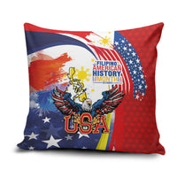 Filipino American History Month Pillow Cover USA with Elements of Philippines Design