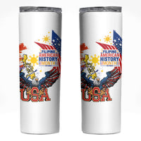 Filipino American History Month Skinny Tumbler USA with Elements of Philippines Design