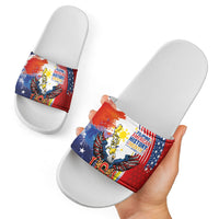 Filipino American History Month Slide Sandals USA with Elements of Philippines Design