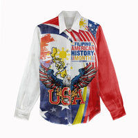Filipino American History Month Women Casual Shirt USA with Elements of Philippines Design