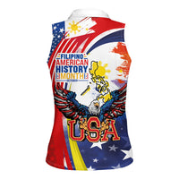 Filipino American History Month Women Sleeveless Polo Shirt USA with Elements of Philippines Design