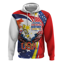 Filipino American History Month Zip Hoodie USA with Elements of Philippines Design