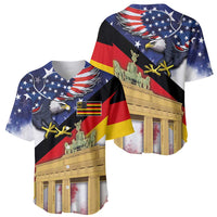 German American Heritage Month Baseball Jersey United States Eagle and Brandenburg Gate with National Flag - Wonder Print Shop
