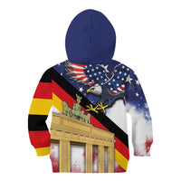 German American Heritage Month Kid Hoodie United States Eagle and Brandenburg Gate with National Flag - Wonder Print Shop