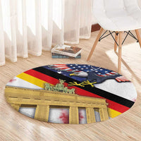 German American Heritage Month Round Carpet United States Eagle and Brandenburg Gate with National Flag