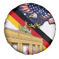 German American Heritage Month Spare Tire Cover United States Eagle and Brandenburg Gate with National Flag - Wonder Print Shop