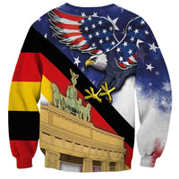 German American Heritage Month Sweatshirt United States Eagle and Brandenburg Gate with National Flag - Wonder Print Shop