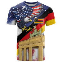 German American Heritage Month T Shirt United States Eagle and Brandenburg Gate with National Flag - Wonder Print Shop